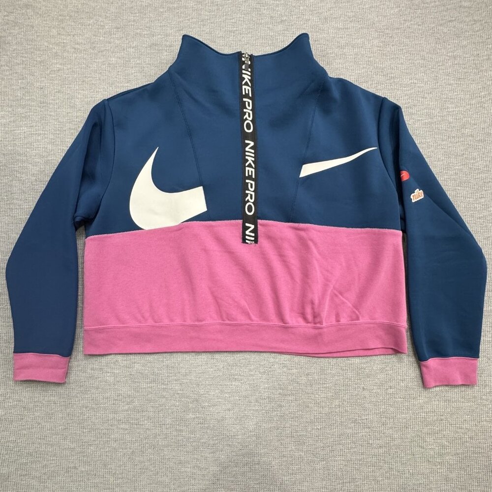 Nike Pro Womens 1X Colorblock Get Fit Icon Clash Half-Zip Training Sweatshirt - Picture 3 of 15